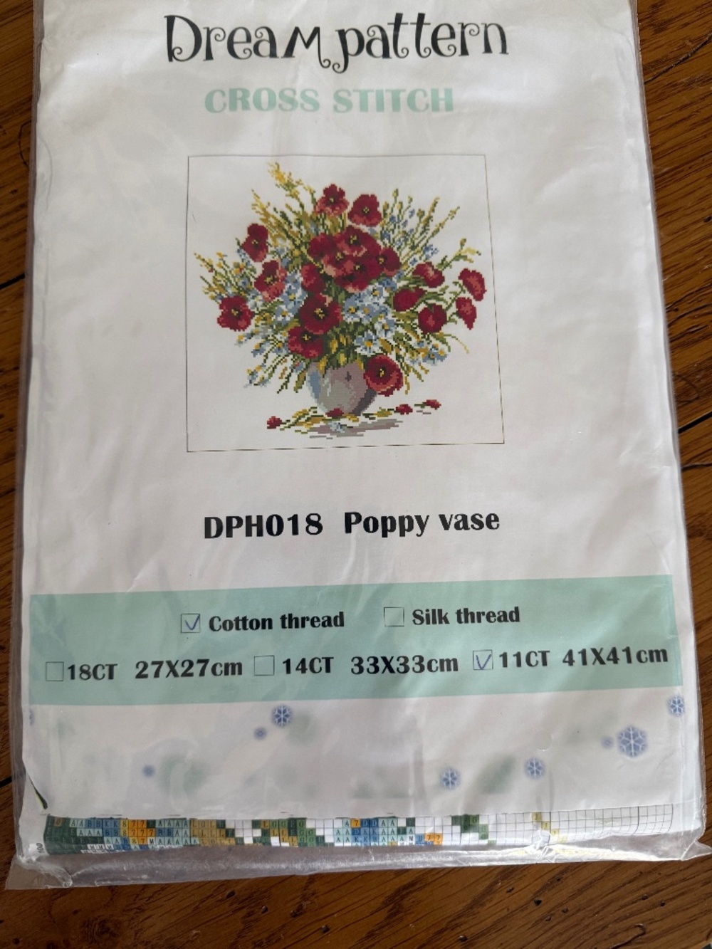 Poppy Vase Dream Pattern Cross Stitch Kit 14 Count Aida -NEW NOT PRE-PRINTED